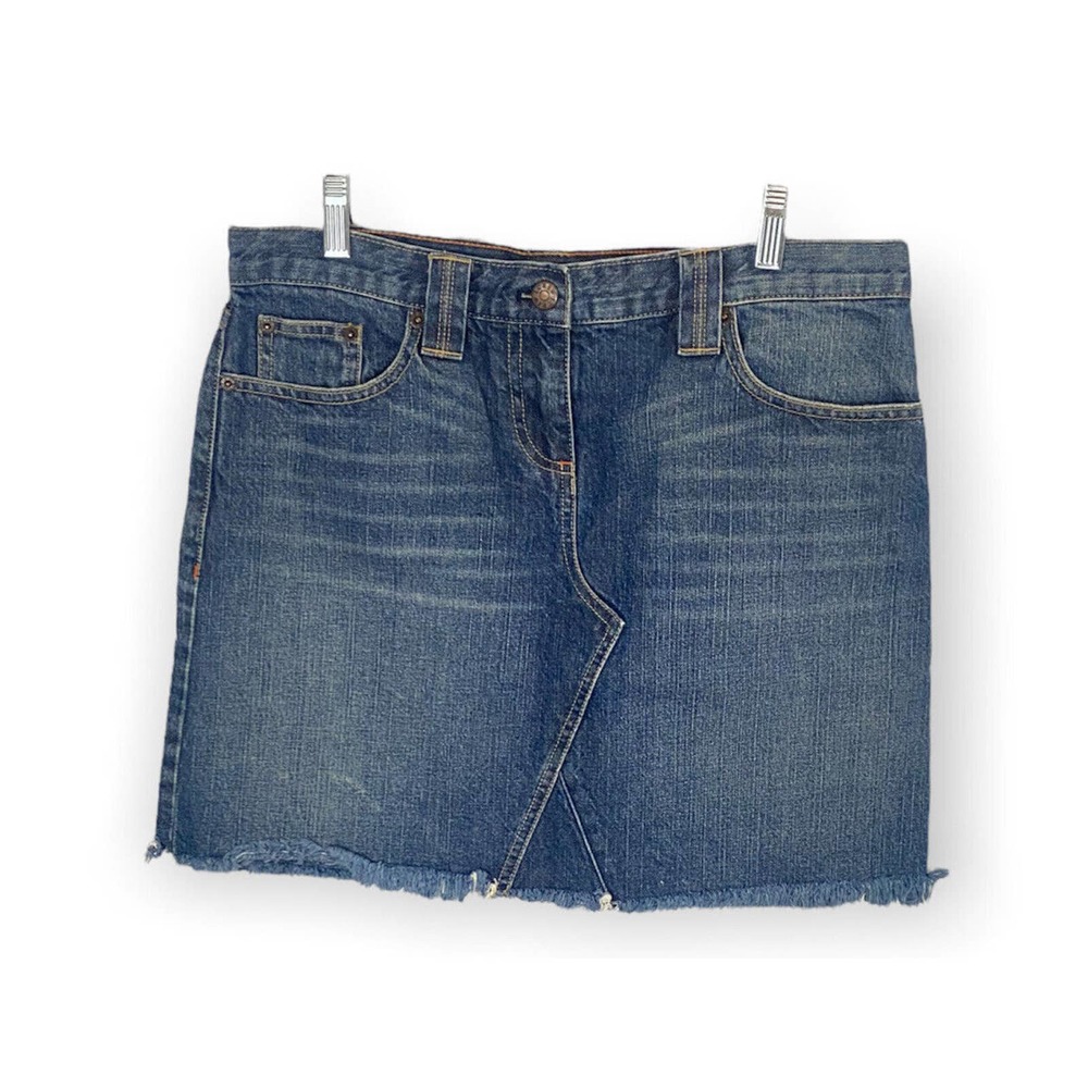 Sk30 J. Crew Size 31 Blue Raw Hem Frayed Jean Skirt